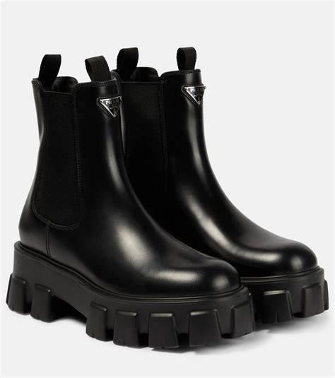 prada black heeled chelsea boots|Prada monolith boots women's.